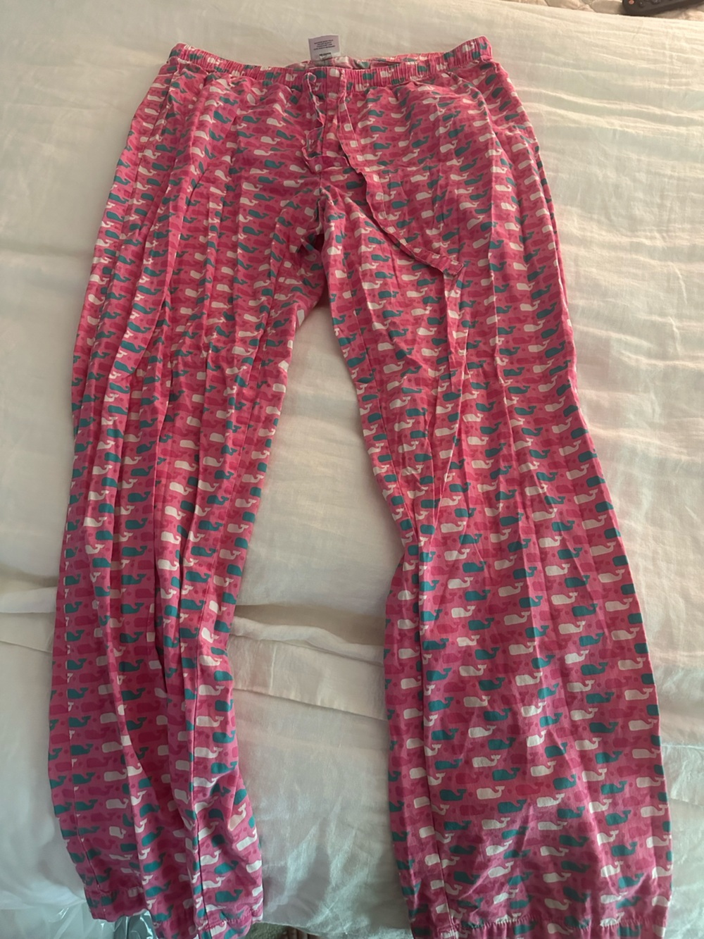 Vineyard Vines Pink Pajama pants with Teal and White Whale Print